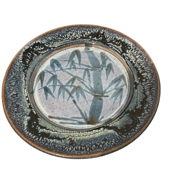 Vintage Midcentury Studio Pottery Plate with Pine Tree Design, Wall Decor - Picture 2 of 8
